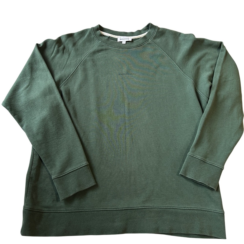 Norse Projects Katrine Seacell Sweatshirt Small Green Raglan Crewneck NW20-0043